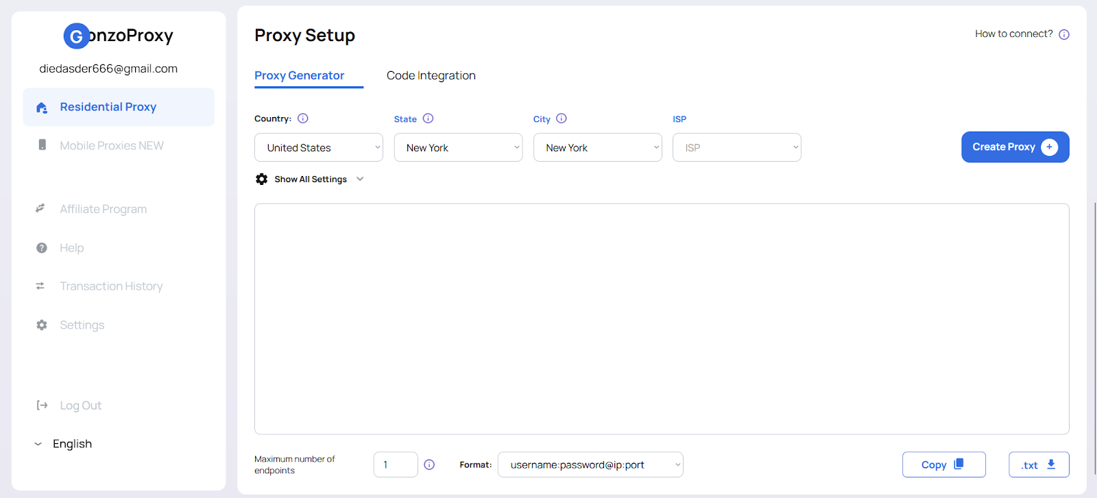 Step 2: Set up a residential proxy with GonzoProxy — How to use a virtual card and proxy for Google Ads without the risk of a ban