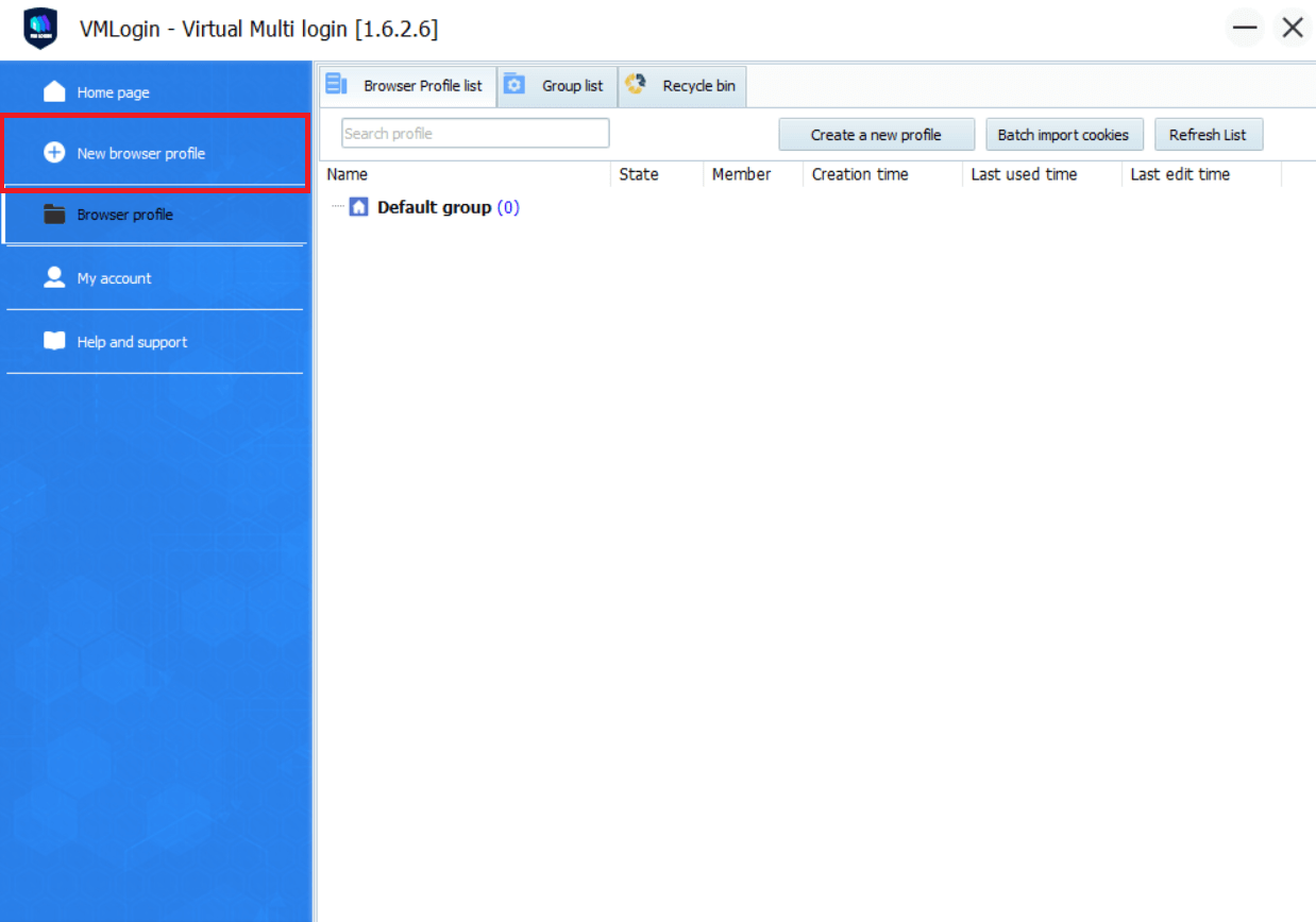 Step 2 — Create a New Browser Profile — How to Set Up GonzoProxy in VMLogin: Step-by-Step Guide