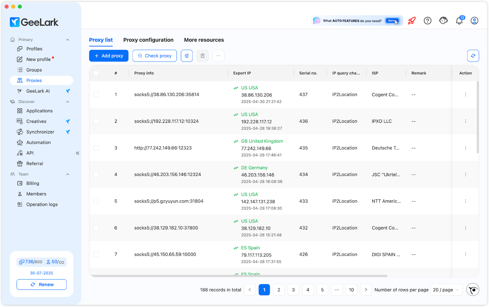 Proxy management — Set Up GonzoProxy in GeeLark