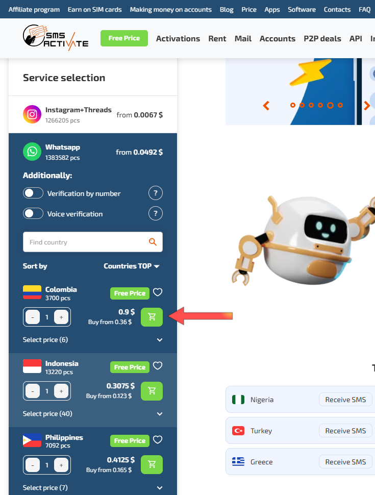 Instructions: how to use the SMS-Activate service — Set Up GonzoProxy in SMS-Activate