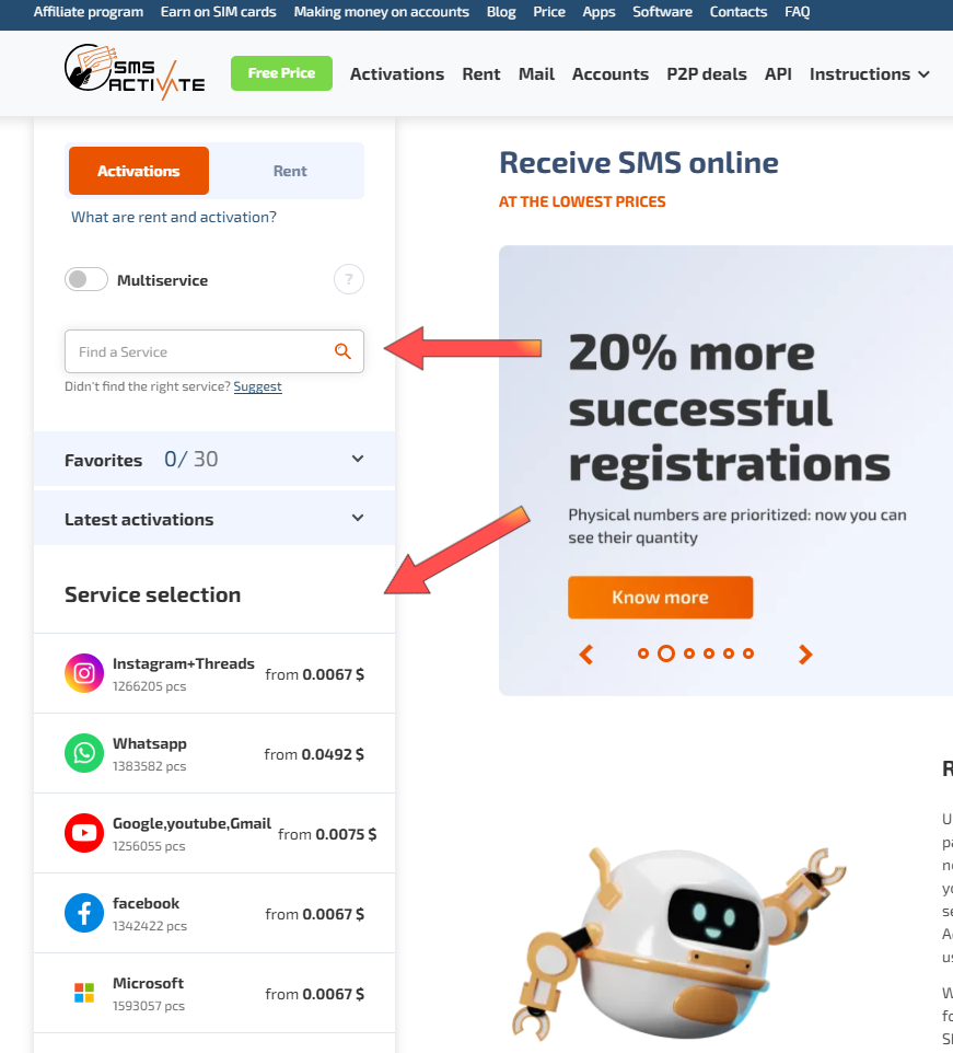 Instructions: how to use the SMS-Activate service — Set Up GonzoProxy in SMS-Activate